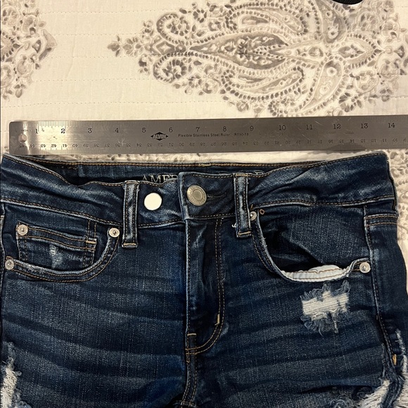 American Eagle Outfitters Ripped Jean Shorts - Dark Blue - Picture 6 of 6